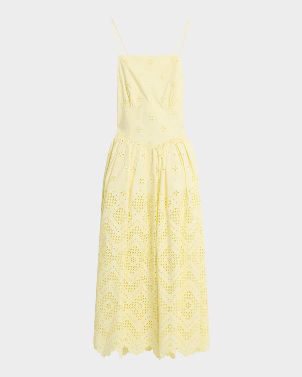 Embroidered Cotton Midi Dress